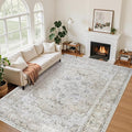 6x9 Area Rugs for Living Room:Beige Washable Vintage Medallion Carpet Non-Slip by Unknown