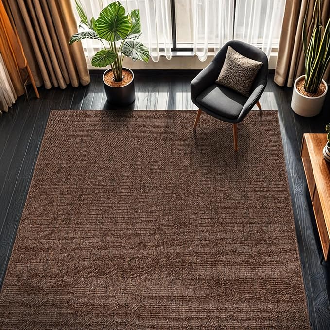 CAMILSON Easy Jute Rug 8x10, Indoor Outdoor Brown Color Fiber Area Rugs by CAMILSONIndoorOutdoorAreaRugs
