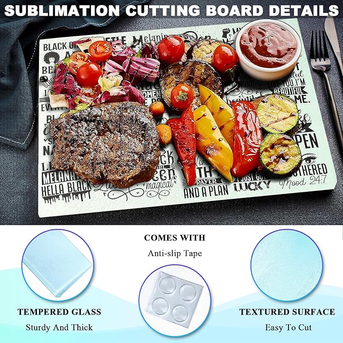 6Pack Sublimation Glass Cutting Board Blanks, Textured Tempered Glass Chopping - Image 3