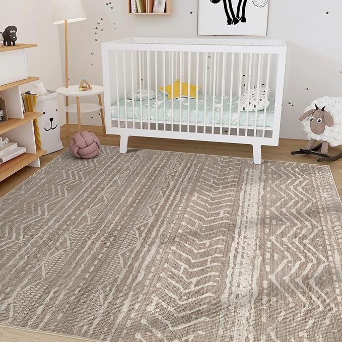 Nakagishi 10x12 Area Rug Living Room: Washable Boho Large Neutral Modern Soft - Image 8