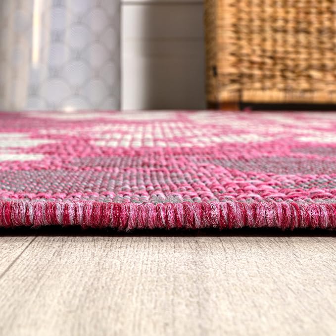JONATHAN Y Floral Textured Weave Indoor Outdoor Round Area Rug 5 Ft - Image 6