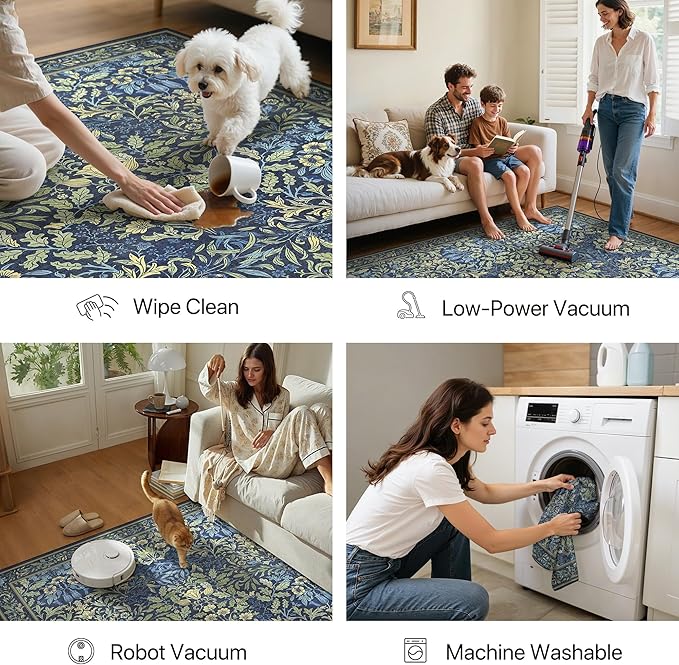 GENIMO Floral Washable Runner Rug 2’6” x 8’, Non-Slip Long Hallway Carpet - Image 6