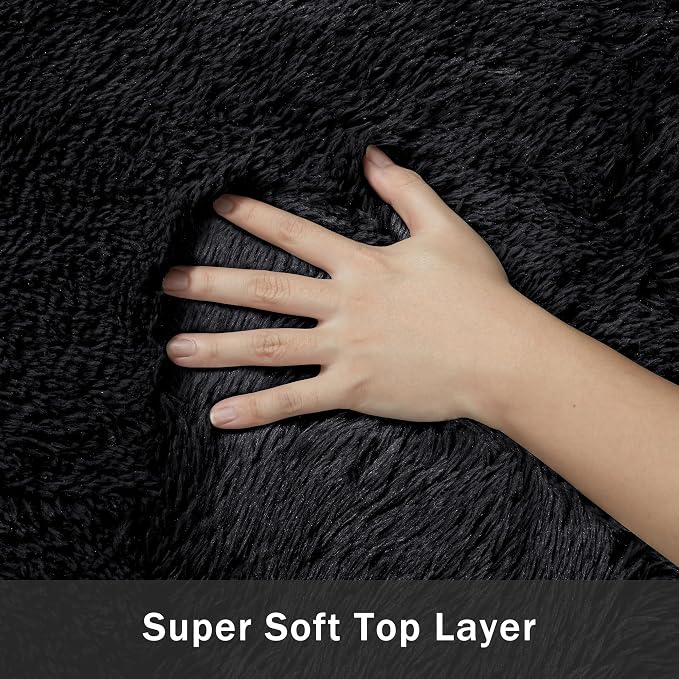 4x6 Area Rug for Living Room:Ultra Soft Fluffy Shag Black Rugs, Large Fuzzy - Image 9