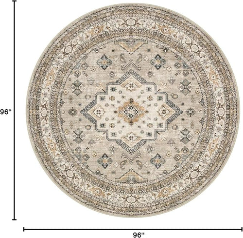 8ft Round Vintage Living Room Area Rug - Image 2