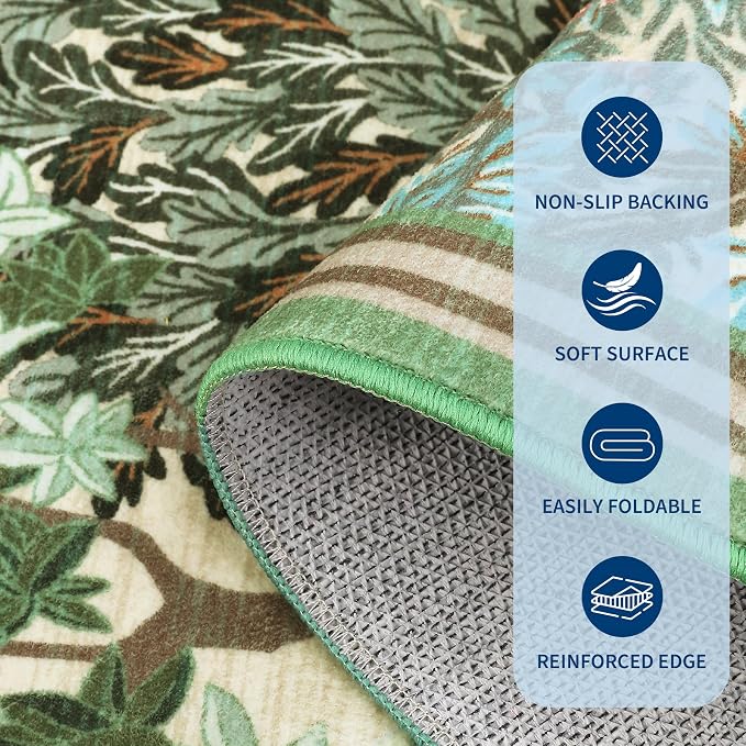 GarveeHome Forest Rugs 8x10, Botanical Low Pile Non Slip Stain Resistance Large - Image 6