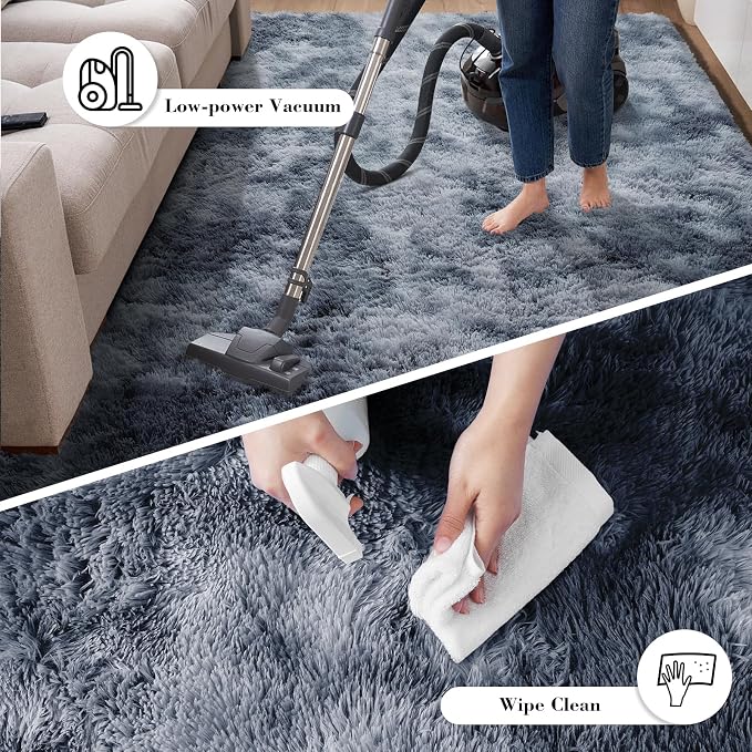 yongyangjuxin Fluffy Rug Shag Area Rug, Mottling Dark Grey 10x14 Area Rugs - Image 7