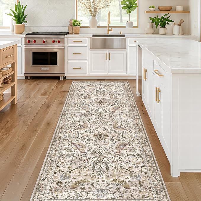 Boho 2'6"x8' Long Kitchen Runner Rugs Non Skid Washable, Stain Resistant Carpet - Image 3