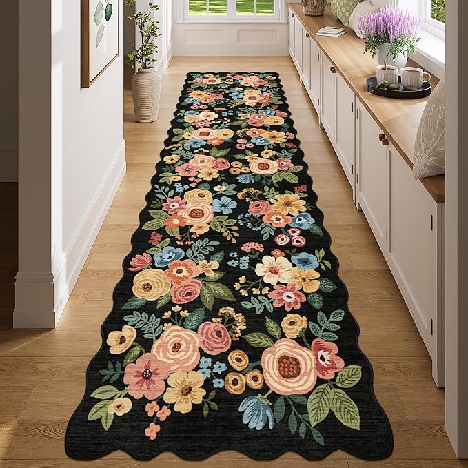DUKINO 2x8 Washable Runner Rug, Lightweight Soft Floral Hallway Rug Runner - Image 6