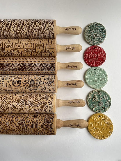 LOVE BIRDS Embossing Rolling Pin – Laser Engraved Dough Roller - Image 7