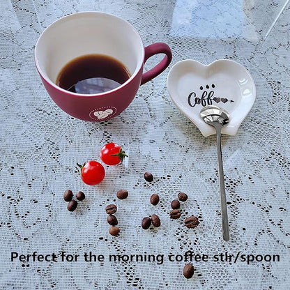 Heart-shaped Coffee Spoon Rest, Mini Coffee Spoon Holder, Small Ceramic Spoon - Image 5