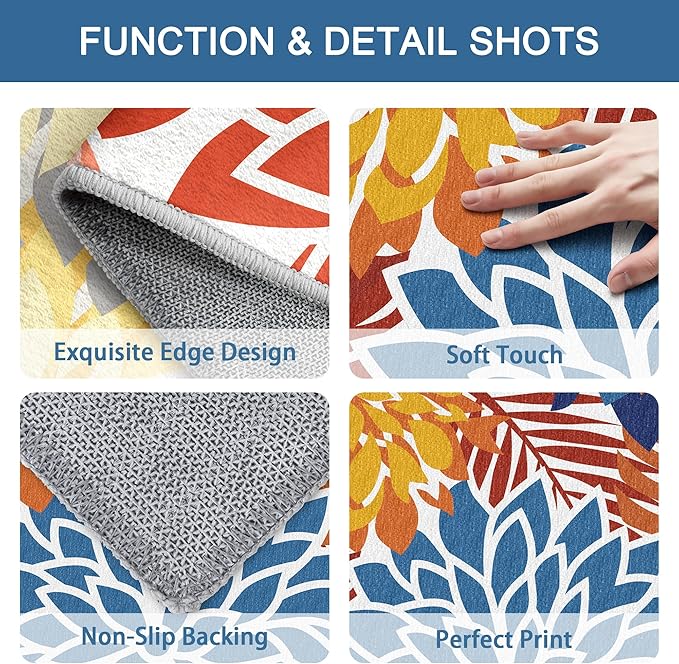 Colorful 9x12 Outdoor Area Rug Washable Multicolored Patio Rug Tropical - Image 5