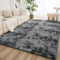 Litanika 4x6 Shag Area Rug for Living Room Bedroom, Tie-Dyed Dark Grey High by Litanika