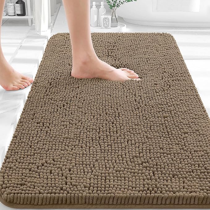 OLANLY Bathroom Rugs 36x24, Extra Soft Absorbent Chenille Bath Rugs, Rubber by OLANLY