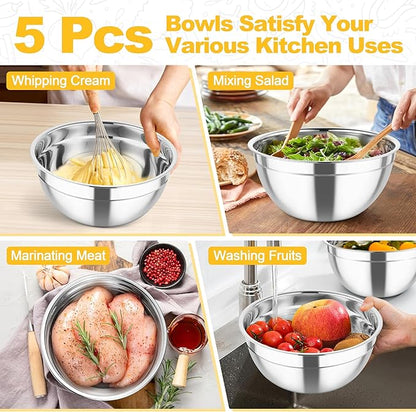 TeamFar Mixing Bowls, Stainless Steel Salad Serving Bowl - Image 7