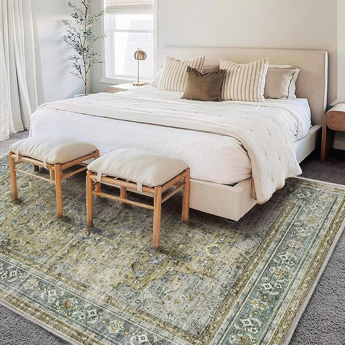 CHAMPLANT Washable Area Rug 10'x14' Boho Design Non-Shedding Easy Care Ideal - Image 2