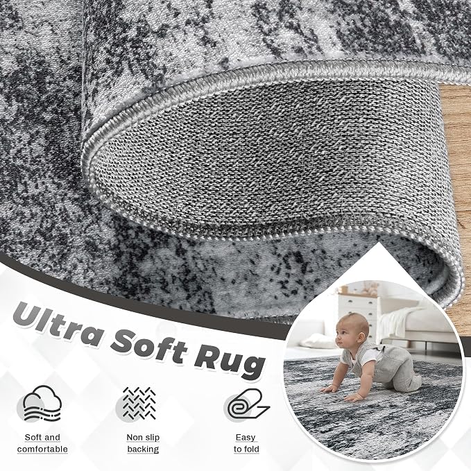 pmtsns Area Rugs 6x9 for Living Room: Washable Rug Modern Abstract Neutral Soft - Image 4