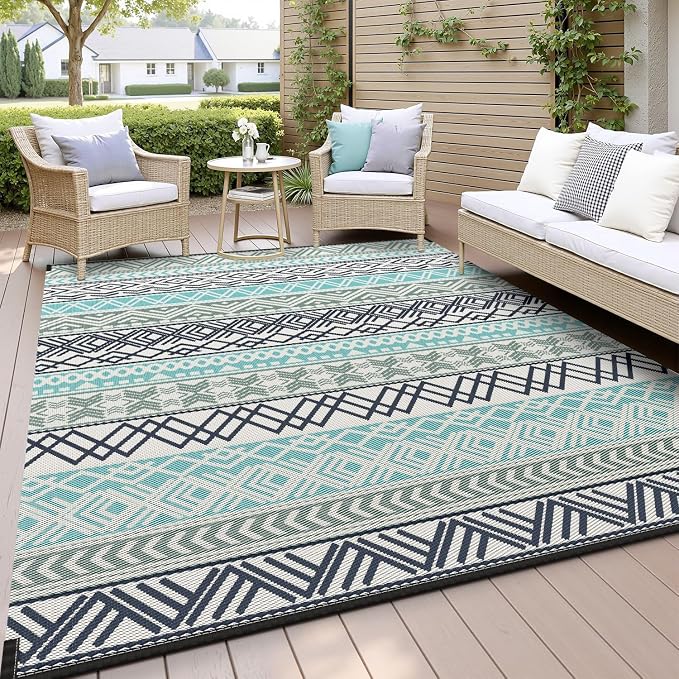 MontVoo Outdoor Rug Carpet Waterproof-Patio Rug Mat 10x14 Reversible RV Outdoor by MontVoo
