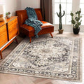 CHAMPLANT Area Rug 5'x7' Black-Purple Khaki Washable Vintage Traditional Floor by CHAMPLANT