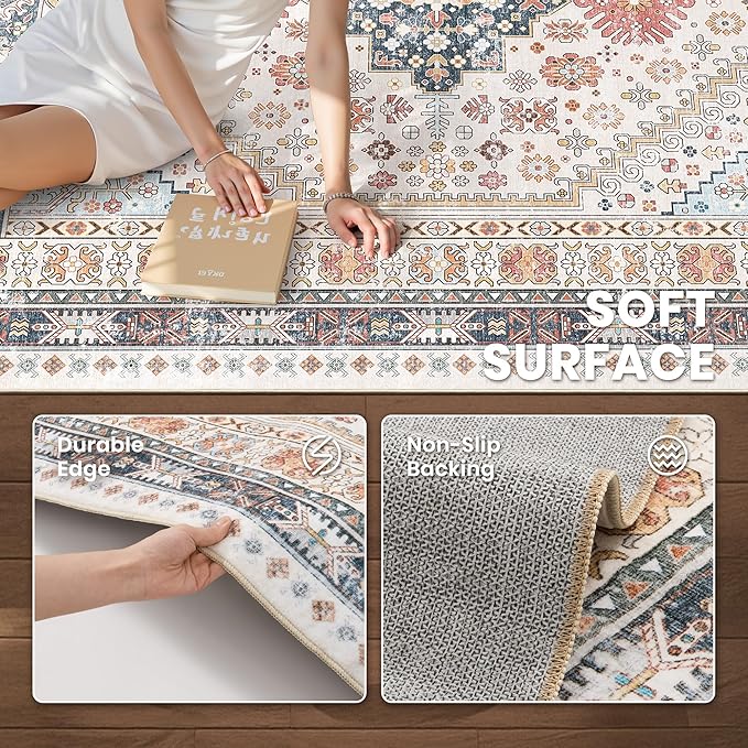 zesthome 7x9 Area Rugs for Living Room, Non-Slip Backing Washable Rugs - Image 6