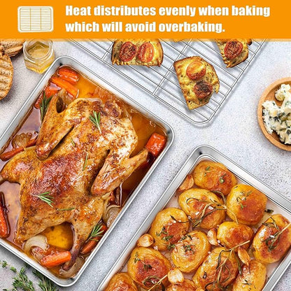 Homikit Baking Sheet with Wire Rack, Metal Baking Tray Jelly Roll Pan with - Image 8