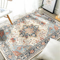 RELEANY Area Rugs 3'x4' Washable Non-Slip, Floral Vintage Distress Medallion by RELEANY