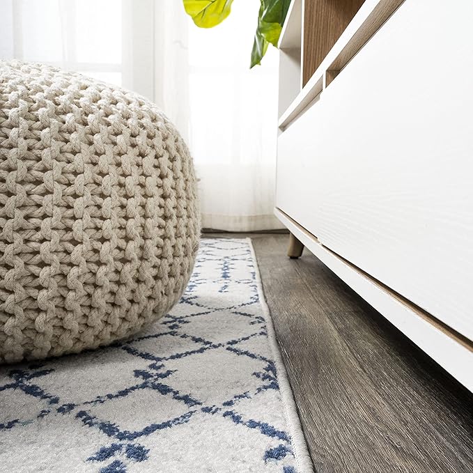JONATHAN Y Boho Vintage Diamond Cream/Navy Indoor Area Rug 9X12 ft, Moroccan - Image 6