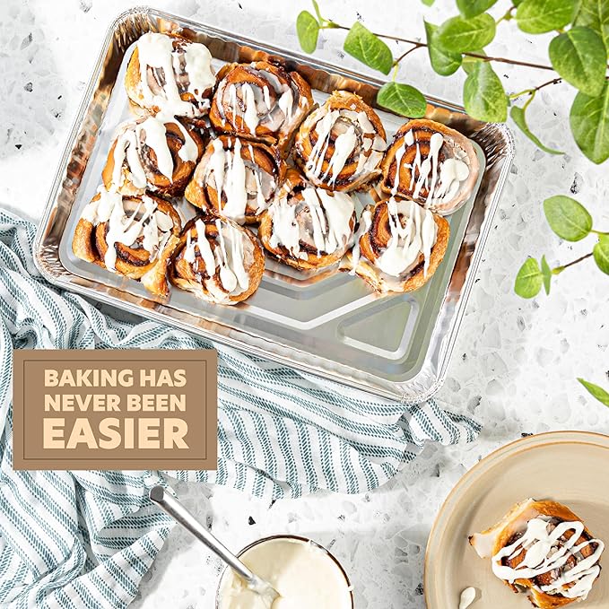 PLASTICPRO Aluminum Pans 5 Pack Disposable Cookie Sheets 9'' x 13'' Baking Pans - Image 2