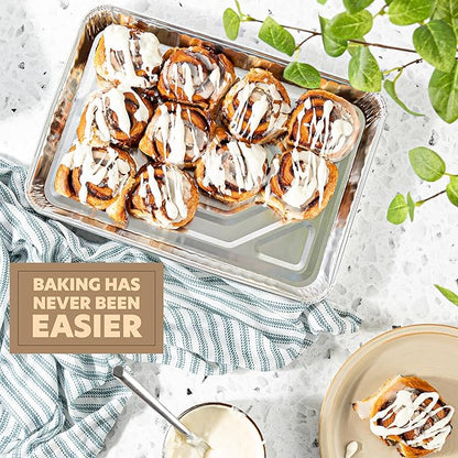 PLASTICPRO Aluminum Pans 5 Pack Disposable Cookie Sheets 9'' x 13'' Baking Pans - Image 2
