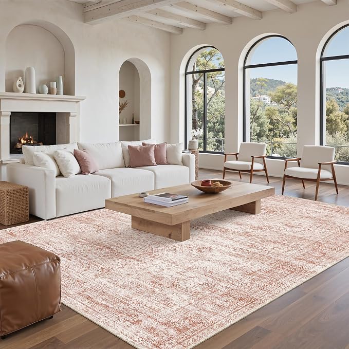 Soalmost 9x12 Area Rugs for Living Room, Non Slip Machine Washable Vintage Rugs - Image 9