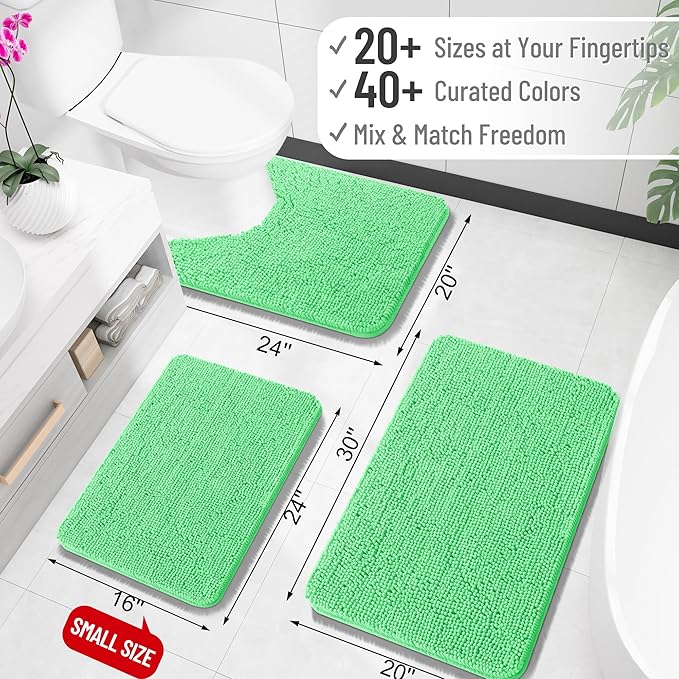 OLANLY Bathroom Runner Rugs 47x20, Soft Absorbent Chenille Bath Rugs, Rubber - Image 2