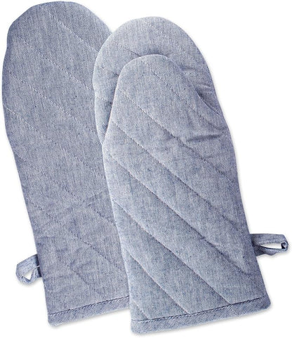 DII 100% Cotton Solid Chambray Kitchen Set, Oven Mitts, 2 Piece by DII