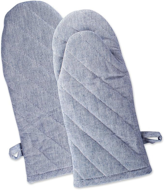 DII 100% Cotton Solid Chambray Kitchen Set, Oven Mitts, 2 Piece by DII