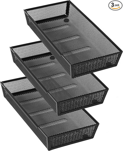 Mesh Tray Silverware Drawer Organizer, Utensil Cutlery Tray Office Supplies by ihomecooker