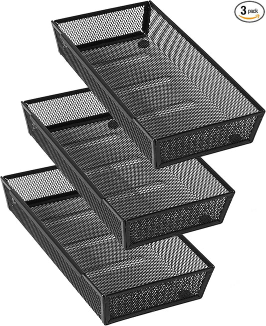 Mesh Tray Silverware Drawer Organizer, Utensil Cutlery Tray Office Supplies by ihomecooker