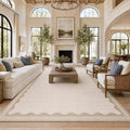 GarveeHome Scalloped Beige Washable Rugs 9x12 Rug by GarveeHome
