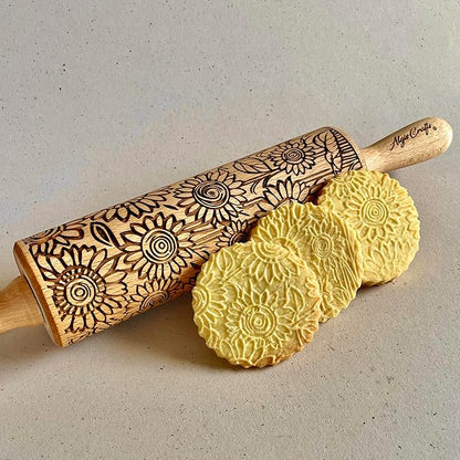 SUNFLOWER FIELD Embossed Rolling Pin - Image 3