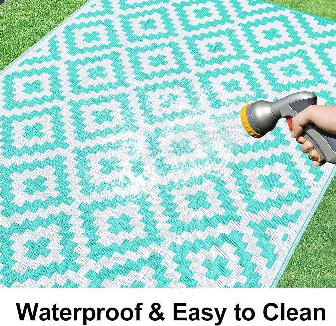 Smiry Waterproof Outdoor Rug 4x6 ft, Reversible Plastic Straw Patio Camping Rugs - Image 2