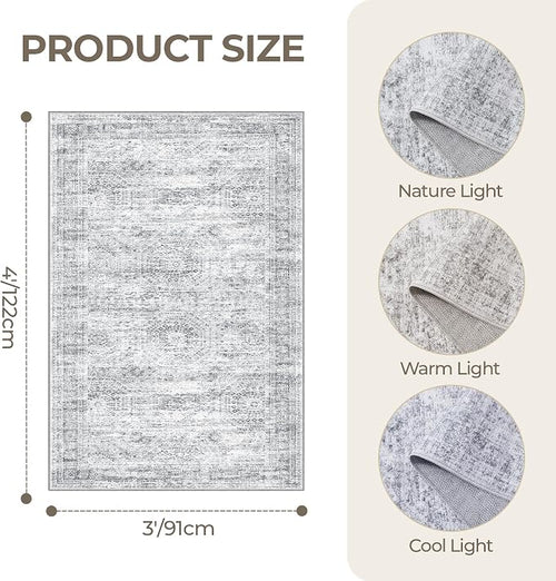 3x4 Washable Area Rug for Entryway, Soft Kitchen Rugs Non Slip for Dining Room - Image 2