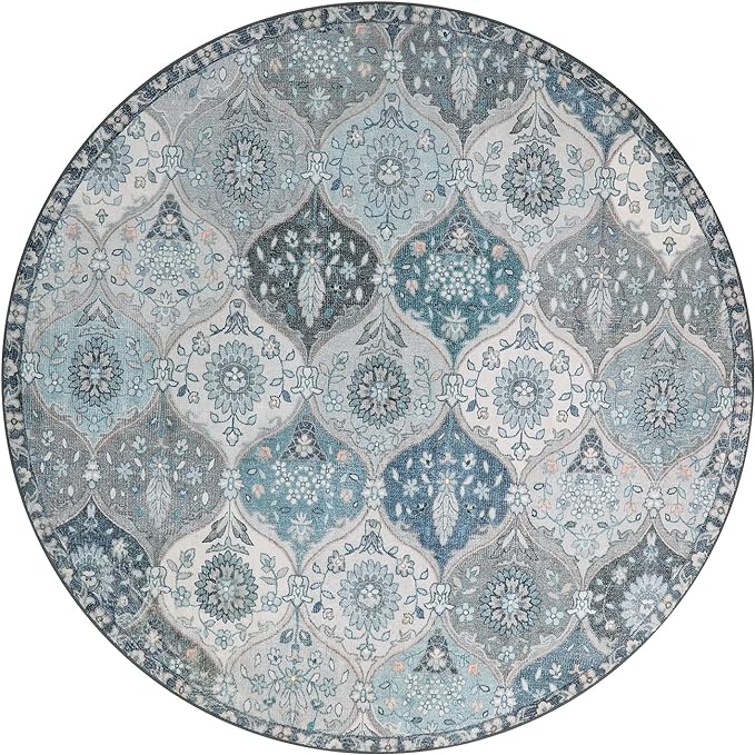 Lahome Moroccan Washable Round Area Rug, Soft Vintage Round Rugs 6ft Ultra-Thin - Image 3