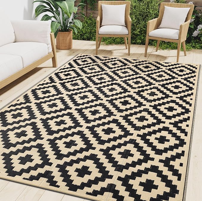 Smiry Waterproof Outdoor Rug 6x9 ft, Reversible Plastic Straw Patio Camping Rugs by Smiry