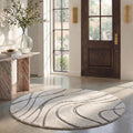 SAFAVIEH Florida Shag Collection 6'7" Round Cream/Grey SG471 Abstract Wave by Unknown