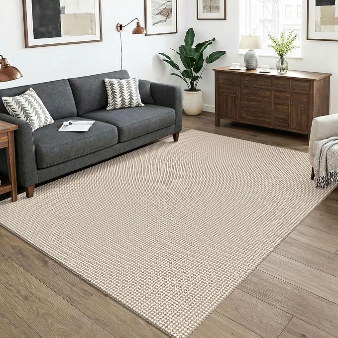 KOZYFLY Washable 5x7 Living Room Rug, Non Slip Woven Area Rugs, Braided Floor by KOZYFLY