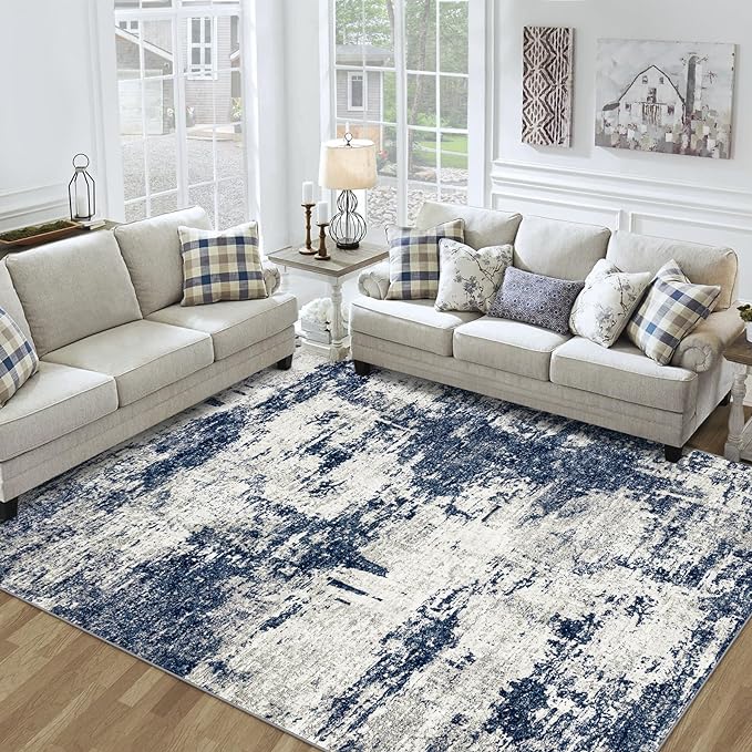 8x10 Area Rug for Living Room Bedroom: Abstract Washable Rug by Tosuoka
