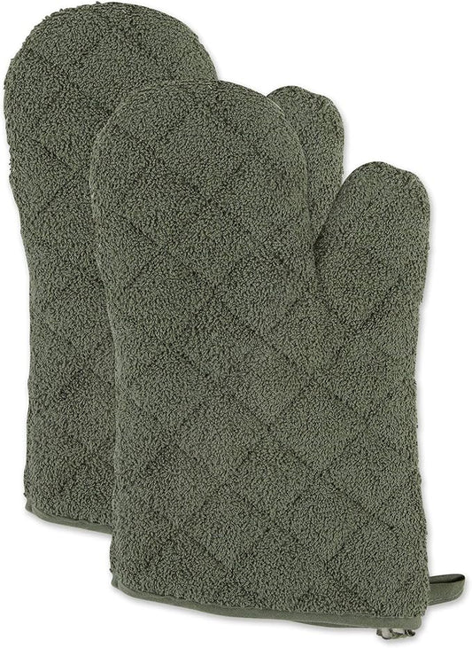 DII Basic Terry Collection 100% Cotton Quilted, Oven Mitt, 2 Piece by DII