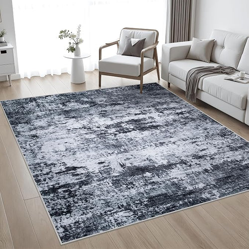 8x8 Area Rug Living Room Rug: Washable Modern Abstract Soft Thin Rug Indoor - Image 2