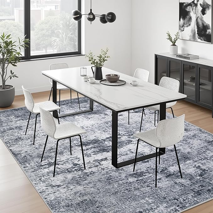 6x6 Area Rug Living Room Rug: Washable Modern Abstract Soft Thin Rug Indoor - Image 4