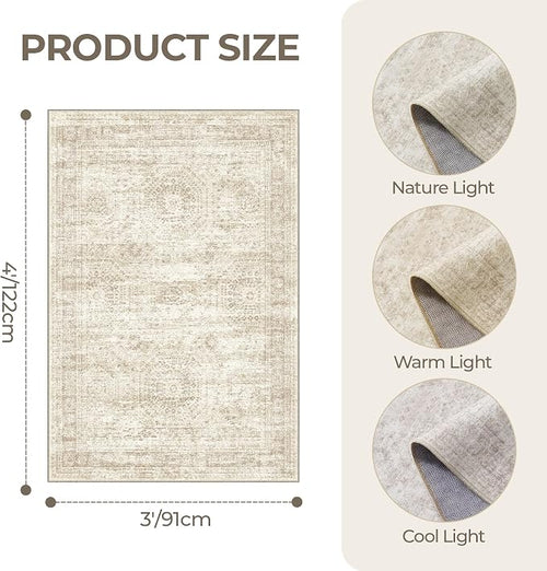 3x4 Washable Area Rug for Entryway, Soft Kitchen Rugs Non Slip for Dining Room - Image 2