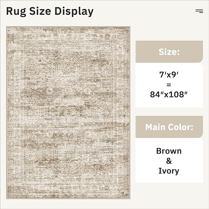 Soalmost 7x9 Area Rug for Living Room Washable Abstract Vintage Soft Thin - Image 5