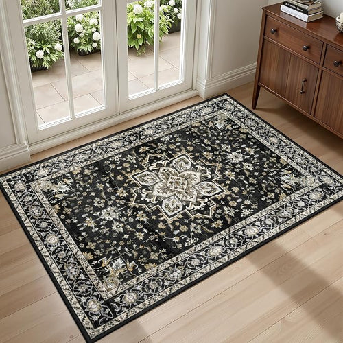 2x3 Area Rugs Living Room Rug: Washable Vintage Boho Medallion Rug No Slip by EXPEDIX