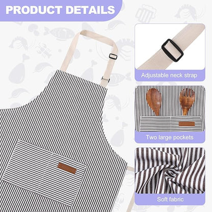 2 Pack Stripes Kids Apron, Kids Cooking Aprons - Image 3
